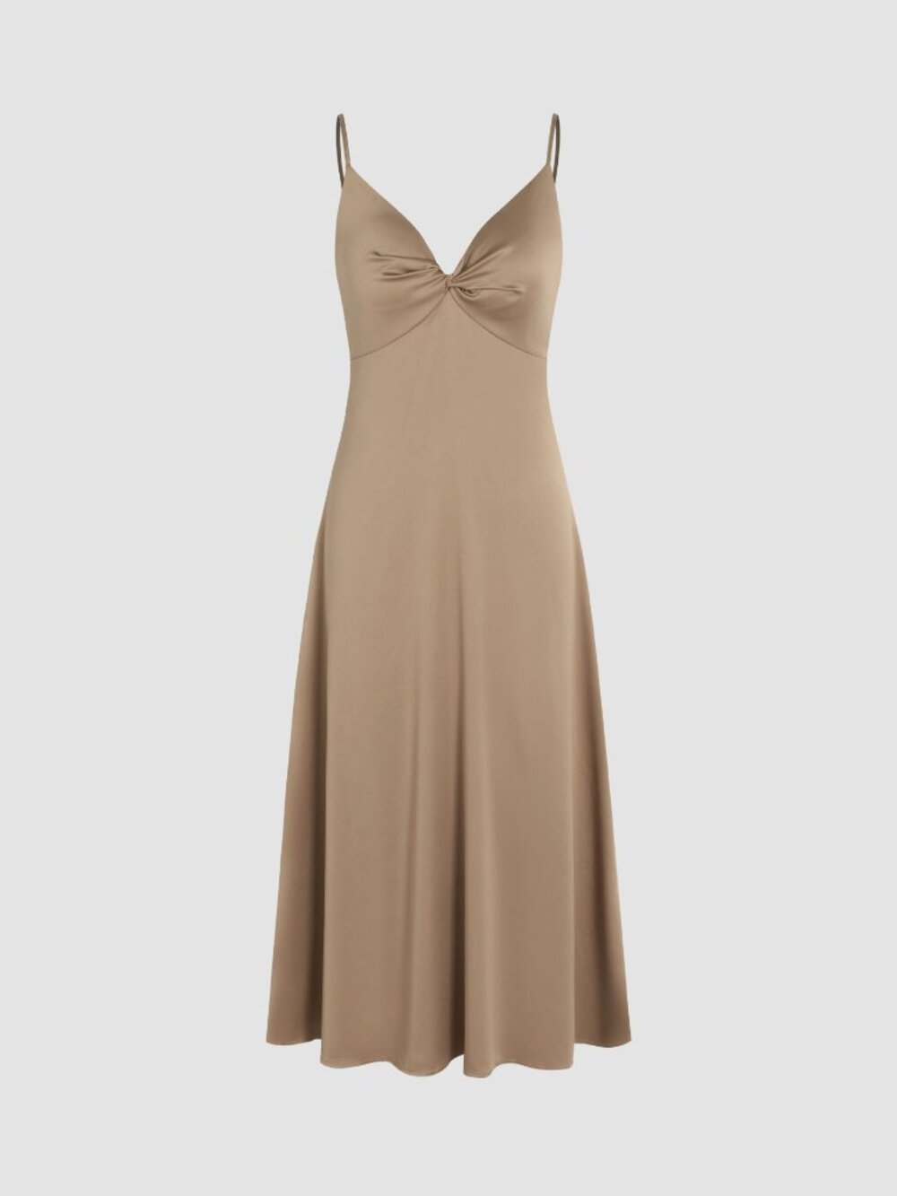 NWT Fabric Solid Satin Ruffles Cami Midi Dress Recycled Fabric Solid Satin